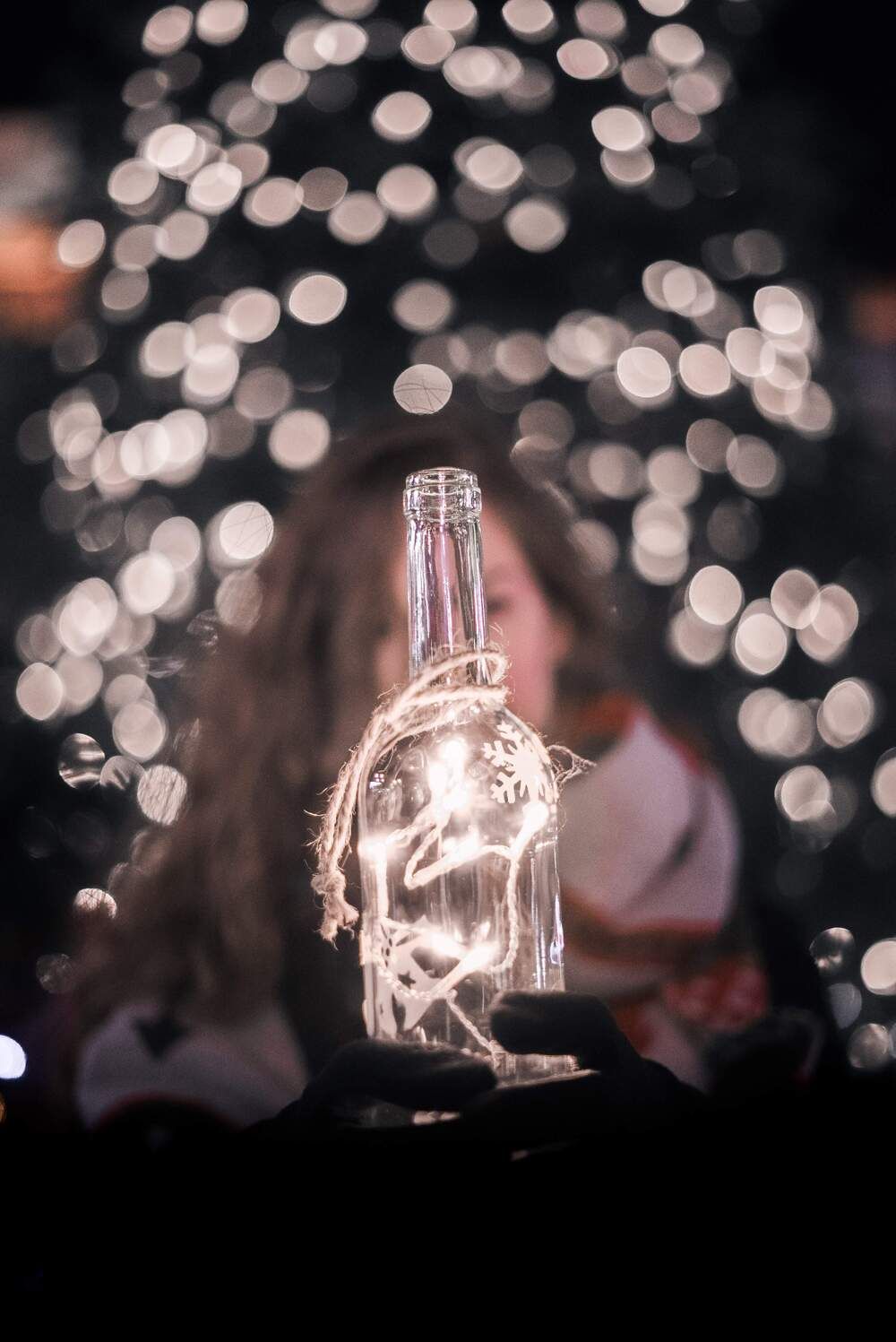 lumière bouteilles en verre guirlande
