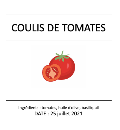 etiquette stérilisation tomate