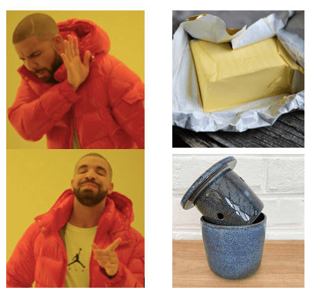 meme entre beurre dans papier et beurre dans beurrier