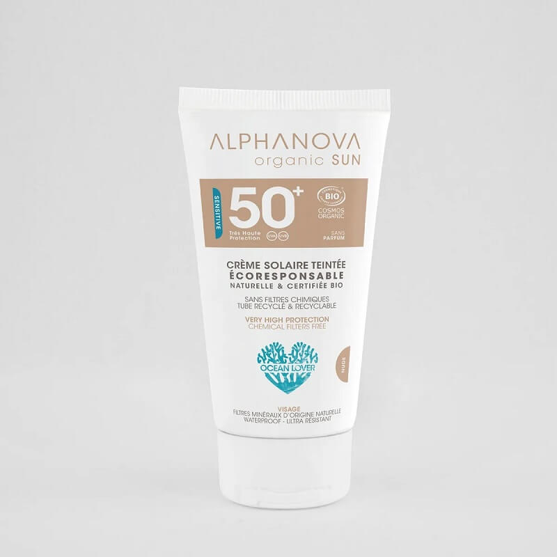 [ALP005] Crème solaire visage teintée claire SPF50+ ÉTÉ  / HIVER
TUBE 50g BIO***COSMOS 