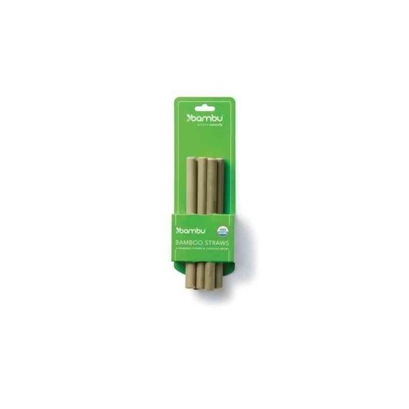 [BAM005] Set van 6 korte bamboe rietjes met reinigingsborstel