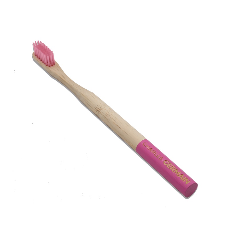 [CHA003] Individuele blauwe bamboehouten tandenborstel (Roze)