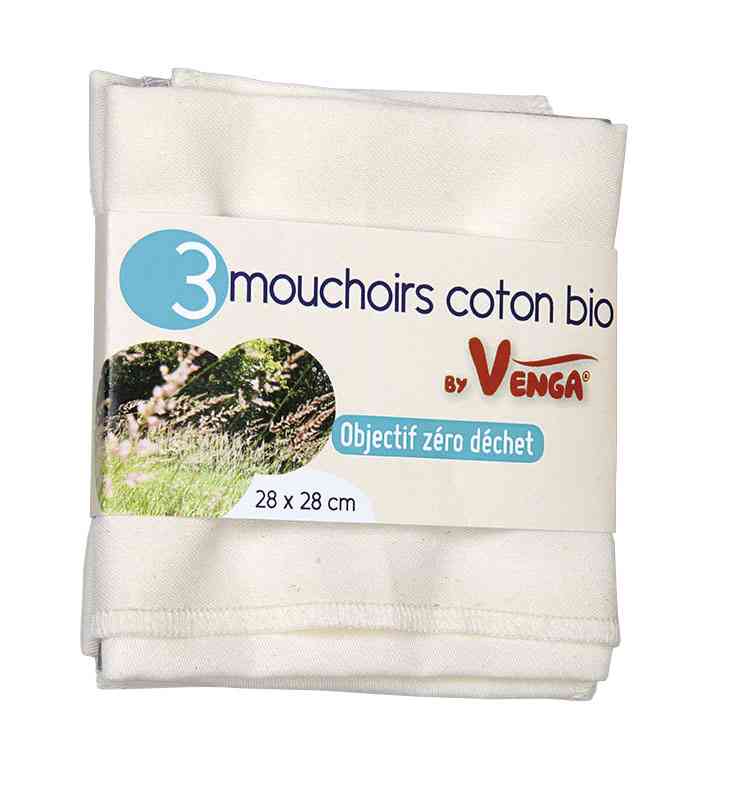 [BVG001] Lot de 3 mouchoirs en coton bio réutilisables