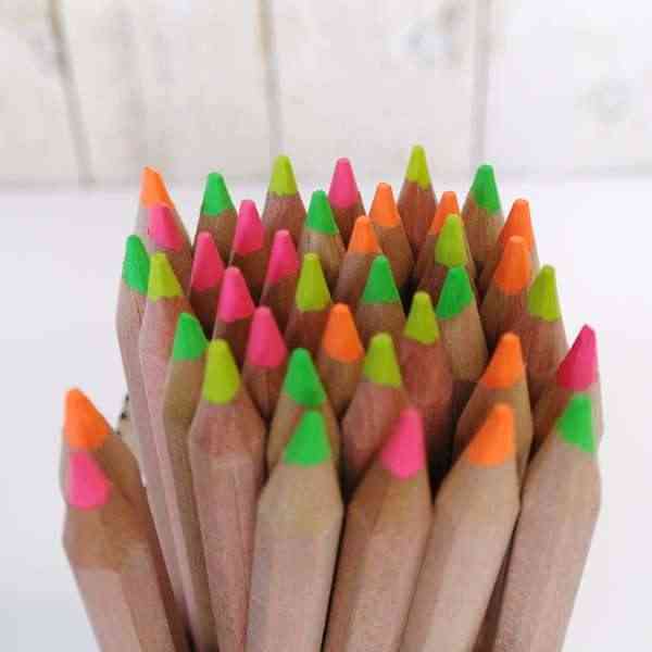 [ECB038] Lot de 36 crayons de 4 couleurs Maxi - FLUO - 18 cm - 100% bois naturel FSC