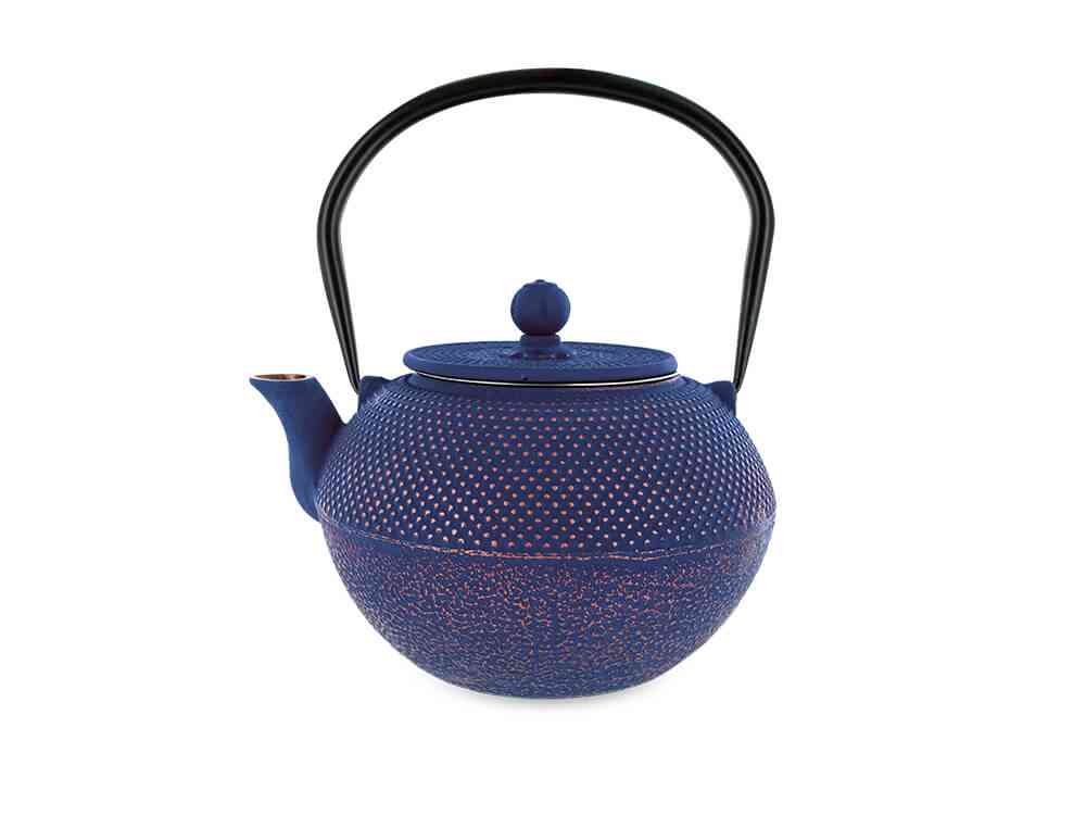 [ARO106] Blue and bronze song teapot in cast iron 1.2l