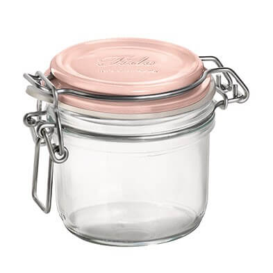 [BOR007] Hermetic round Fido jar with coloured lid 25,5cl (Pink)