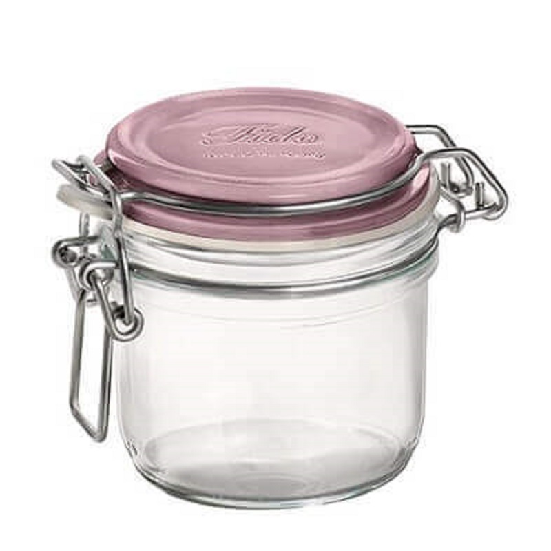 [BOR010] Hermetic round Fido jar with coloured lid 25,5cl (Mauve)