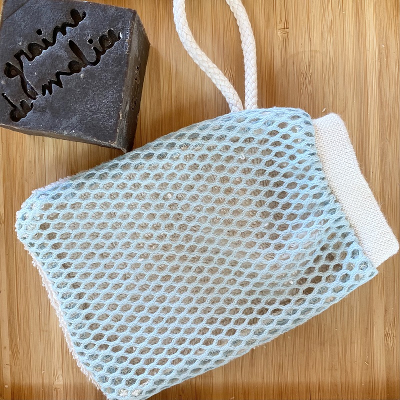 [GDM035] Double-sided soap pouch in organic cotton - Colors (Blue)