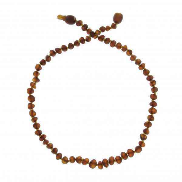 [BAL010] Necklace for children made of Baltic amber - unpolished cognac color