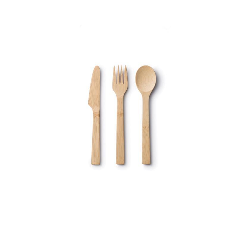 [BAM004] Bamboo travel cutlery set with organic cotton pouch