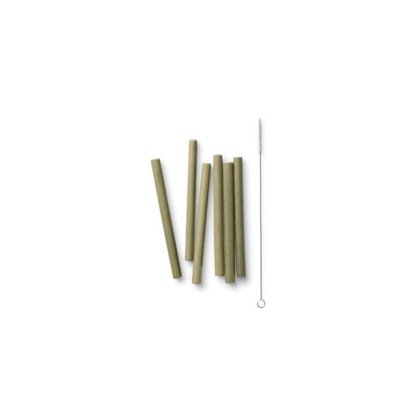 [BAM005] Lot de 6 pailles courtes en bambou avec brossette de lavage