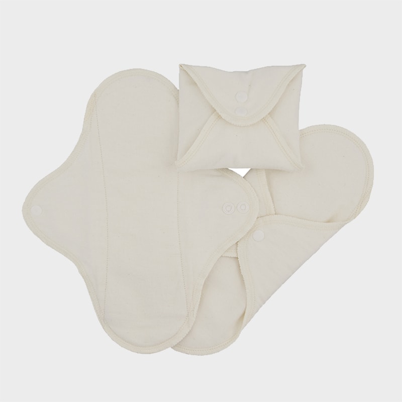 Washable sanitary napkins - organic cotton - pack of 3 - White