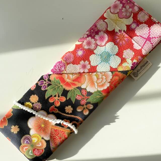 Furoshiki double face - Emballage cadeau réutilisable - Eventail/Fleurs de cerisier