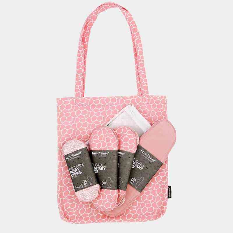 [IMV077] Starter kit washable sanitary napkins, bag &amp; net - Blossom