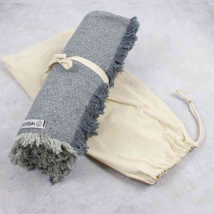 [RES007] Couverture en laine recyclée - Denim