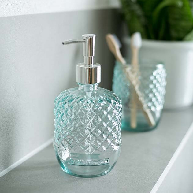 [MEM014] Soap dispenser in recycled glass - Diamond - 500ml
