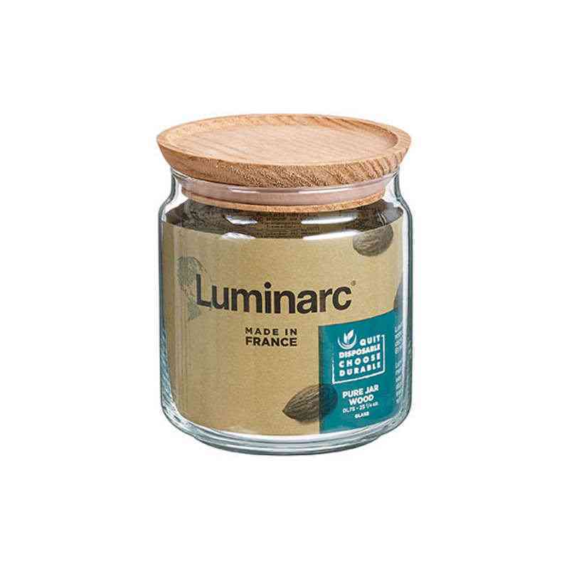[LUM002] Pot à provisions en verre 0,75L avec couvercle en bois