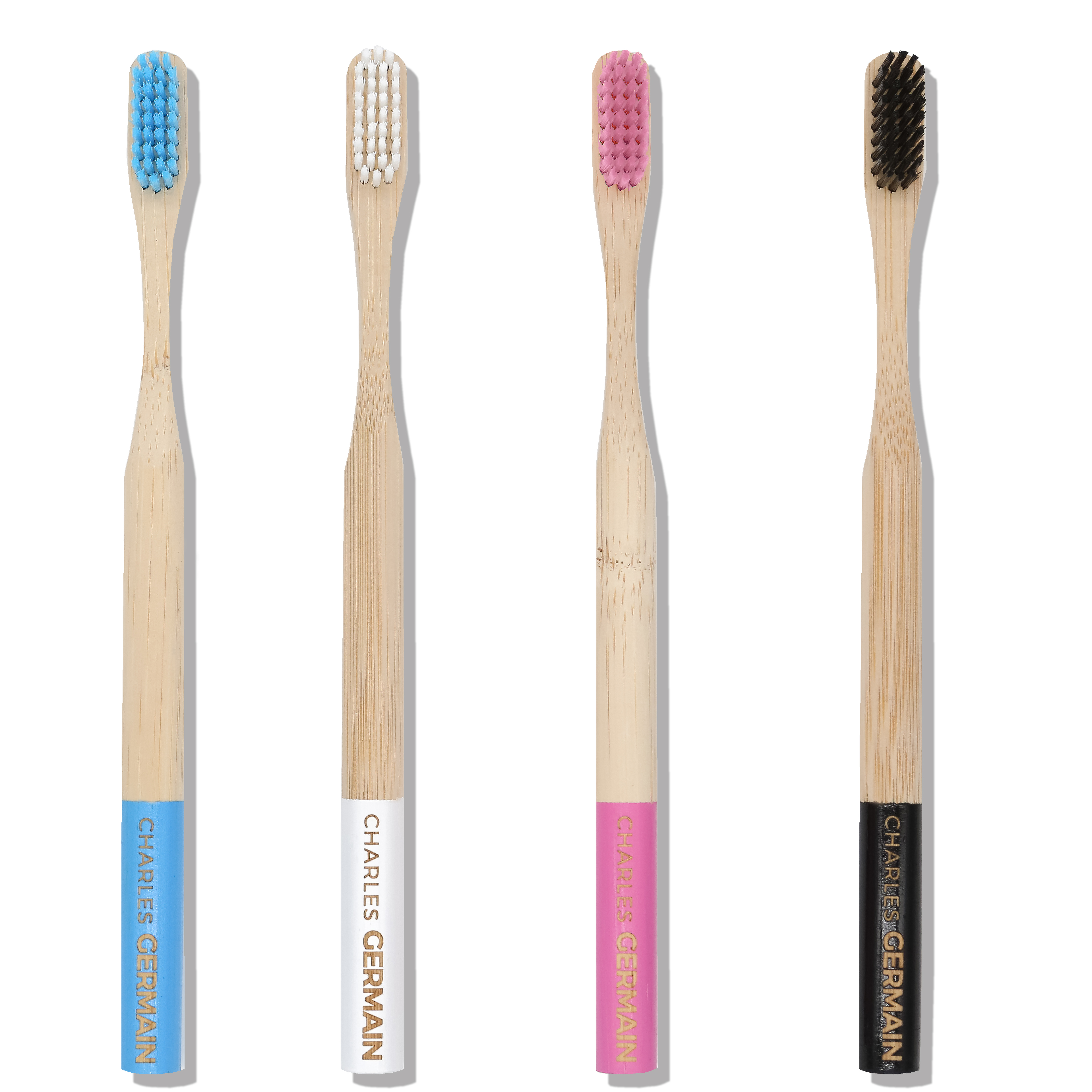 Brosse à dents en bambou lot de 4 couleurs