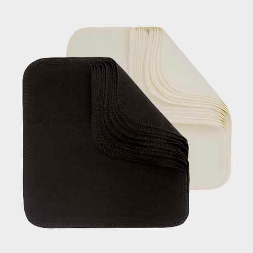 Essuie-tout/Lingettes lavables coton bio, pack noir de 12