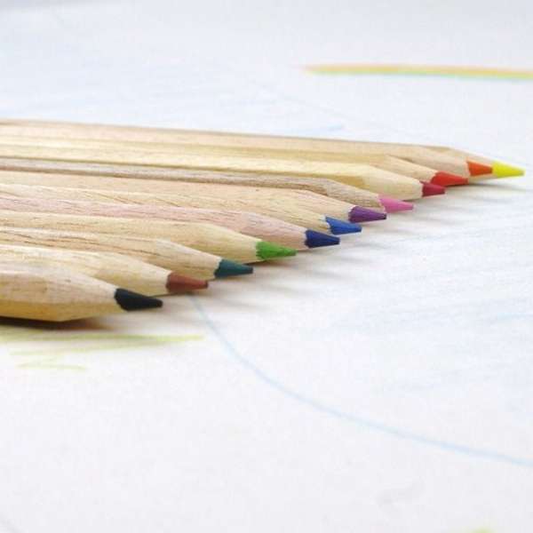 Crayons de couleurs - boîte de 12 - 100% bois naturel FSC