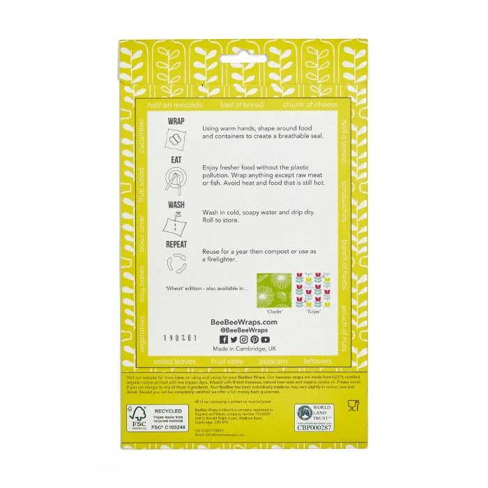 Emballage  / Wrap à la cire d'abeille - 1 pièce mixte Blé