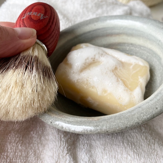 Bol savon à barbe céladon artisanal