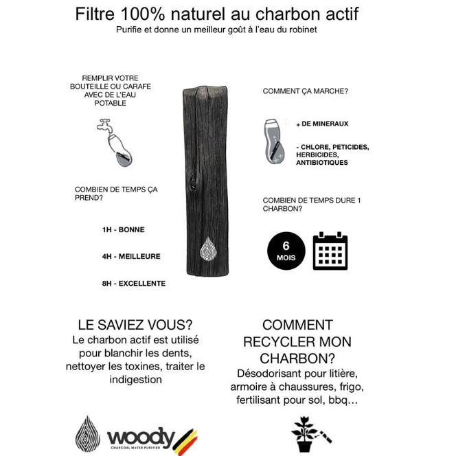 Binchotan, charbon actif pour purifier l'eau 1pc (sac complet: 6 pièces) - VRAC