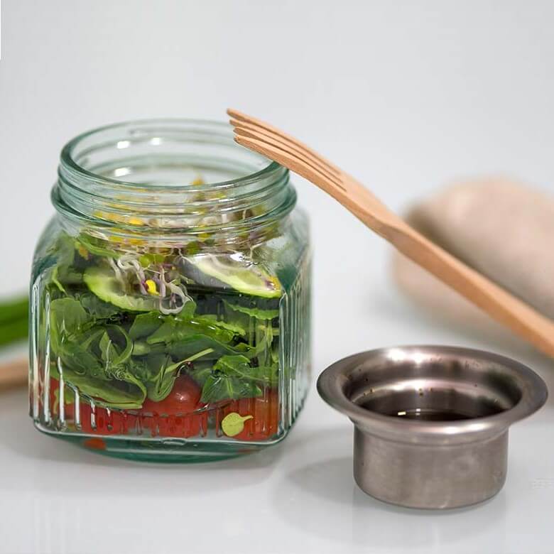 Bocal pour salade à emporter en verre recyclé - 800ml