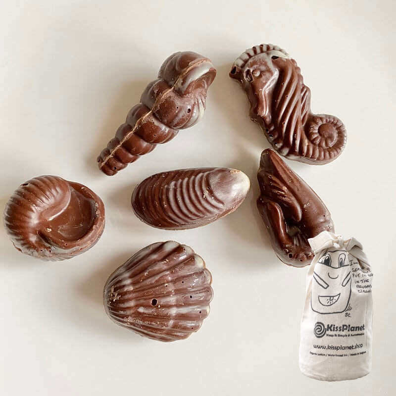 Fruits de mer chocolat fourré noisettes 34% 150g, environ 14 pièces (sac complet: 900g) - VRAC