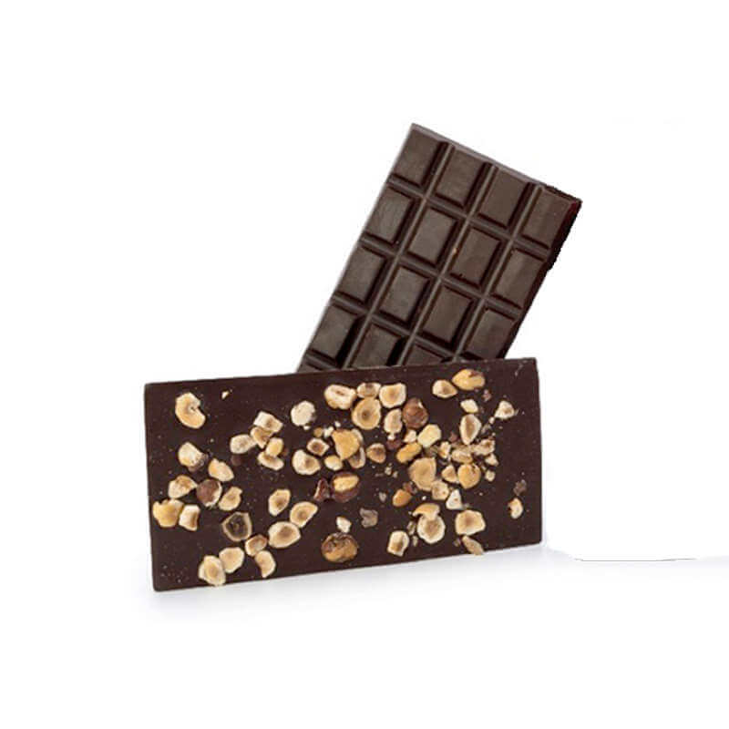 Chocolat fondant et noisettes, tablette Sao Tomé 72% 80g (sac complet: 6 pc) - VRAC